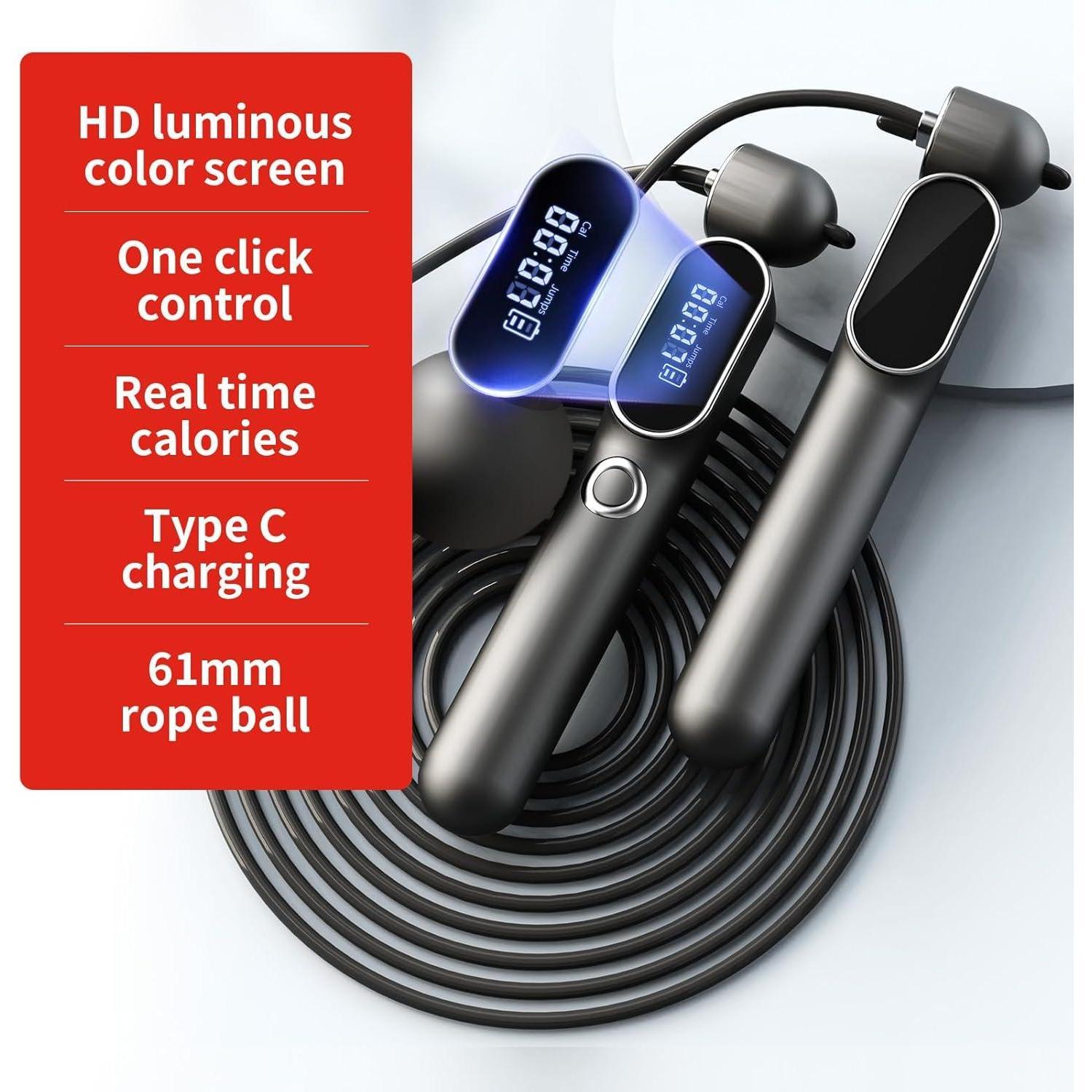 2 in 1 Adjustable Digital Intelligent Cordless Weighted Skipping Rope | Smart Jump Rope with Counter & Adjustable Steel Wire