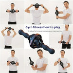 Black Gyro Fitness Trainer | Stainless Steel Core Wrist & Forearm Exerciser with Pull Rope – Handheld Home Gym Equipment