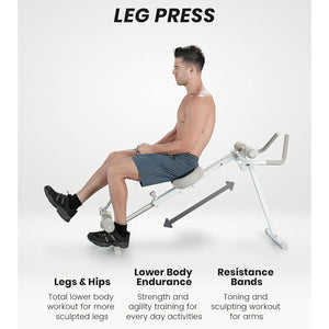 Pro Max 4-in-1 Home Gym Fitness Equipment | Rowing Machine, Leg Press, Ab Glider & Roman Chair for Full Body Strength & Core Training
