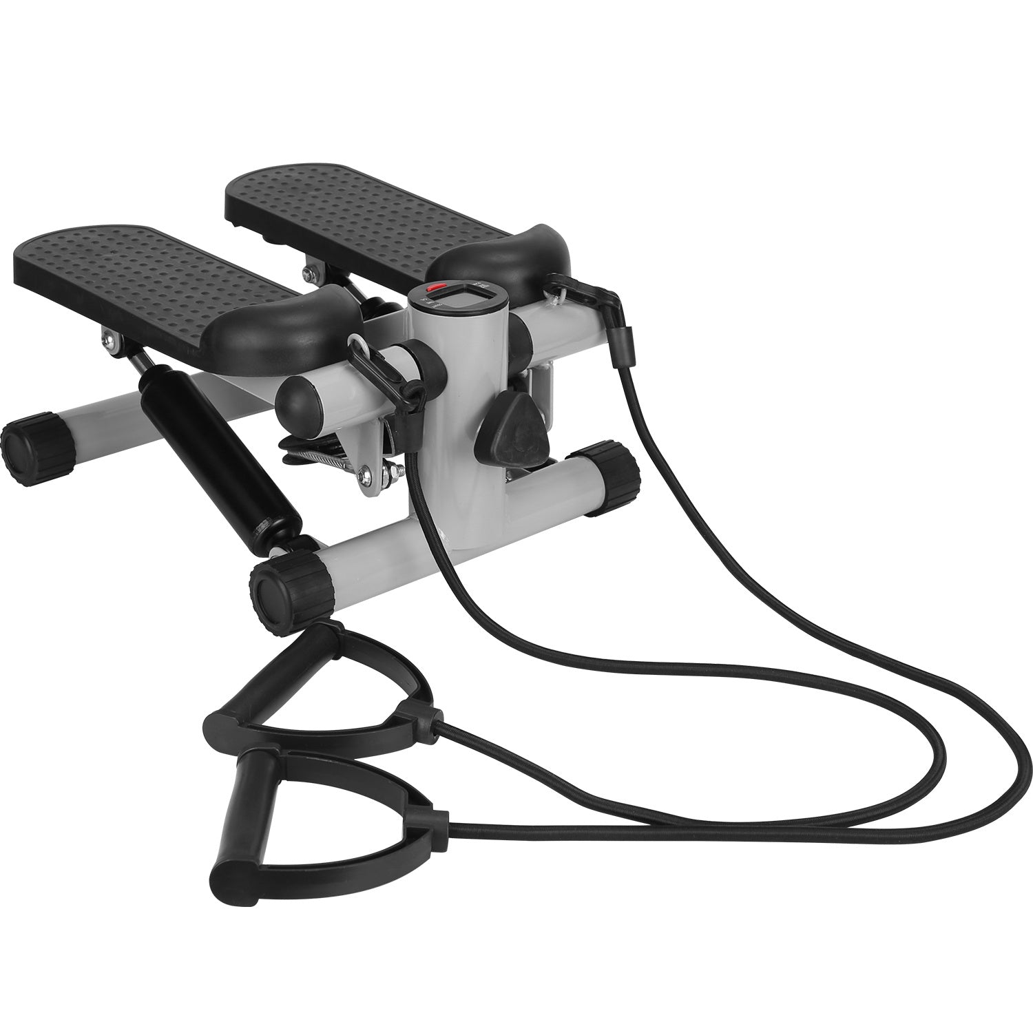 Mini Fitness Stepper with Resistance Bands & LCD Monitor | Quiet Portable Stair Stepper for Full Body Workout, Max 330lbs Load