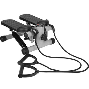 Mini Fitness Stepper with Resistance Bands & LCD Monitor | Quiet Portable Stair Stepper for Full Body Workout, Max 330lbs Load