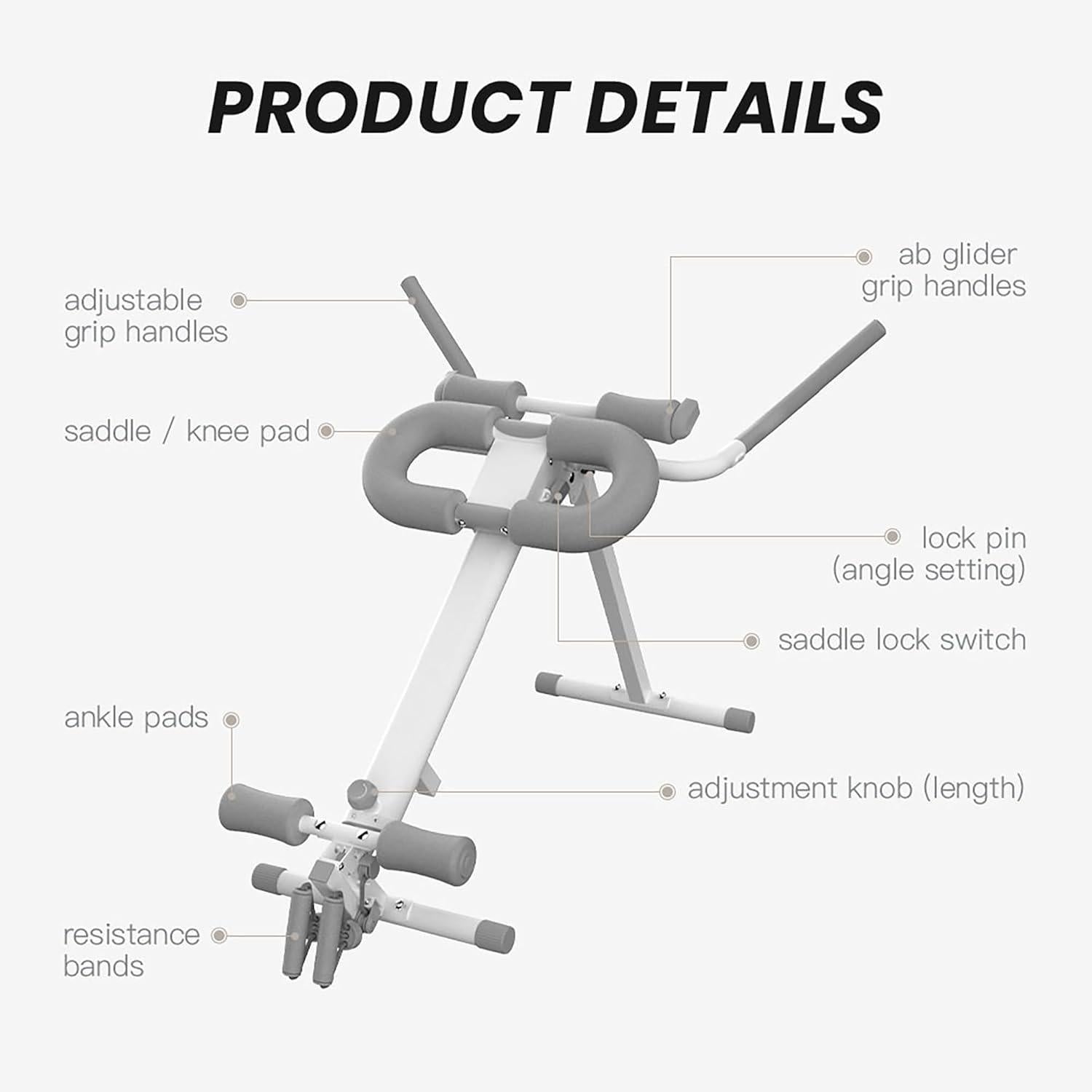 Pro Max 4-in-1 Home Gym Fitness Equipment | Rowing Machine, Leg Press, Ab Glider & Roman Chair for Full Body Strength & Core Training