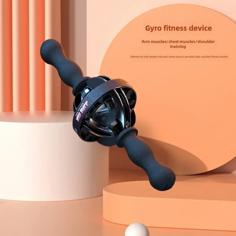 Black Gyro Fitness Trainer | Stainless Steel Core Wrist & Forearm Exerciser with Pull Rope – Handheld Home Gym Equipment