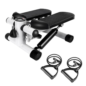 Mini Fitness Stepper with Resistance Bands & LCD Monitor | Quiet Portable Stair Stepper for Full Body Workout, Max 330lbs Load