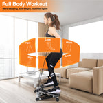 Mini Fitness Stepper with Resistance Bands & LCD Monitor | Quiet Portable Stair Stepper for Full Body Workout, Max 330lbs Load