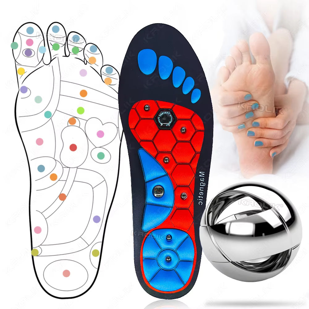 Medical Magnetic Insole Therapy | Orthopedic Acupressure Sports Insoles for Foot Massage, Weight Loss & Anti-Fatigue Support
