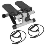 Mini Fitness Stepper with Resistance Bands & LCD Monitor | Quiet Portable Stair Stepper for Full Body Workout, Max 330lbs Load
