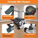 Mini Fitness Stepper with Resistance Bands & LCD Monitor | Quiet Portable Stair Stepper for Full Body Workout, Max 330lbs Load